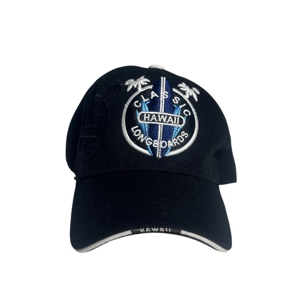Chelona Classic Hawaii Longboards Baseball Cap Black Adjustable Back